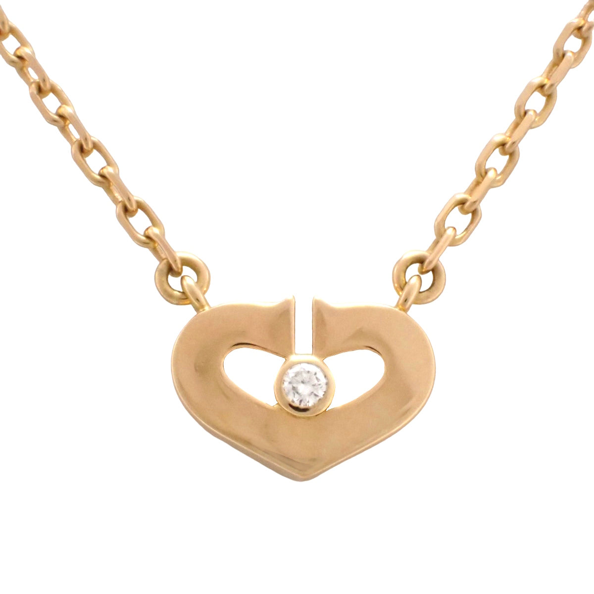 Cハート ペンダント ダイヤモンド ピンクゴールド K18PG 4.1g 1PD