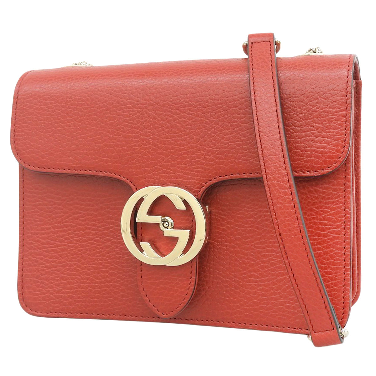 インターロッキングG チェーンショルダーバッグ レザー レッド 510304