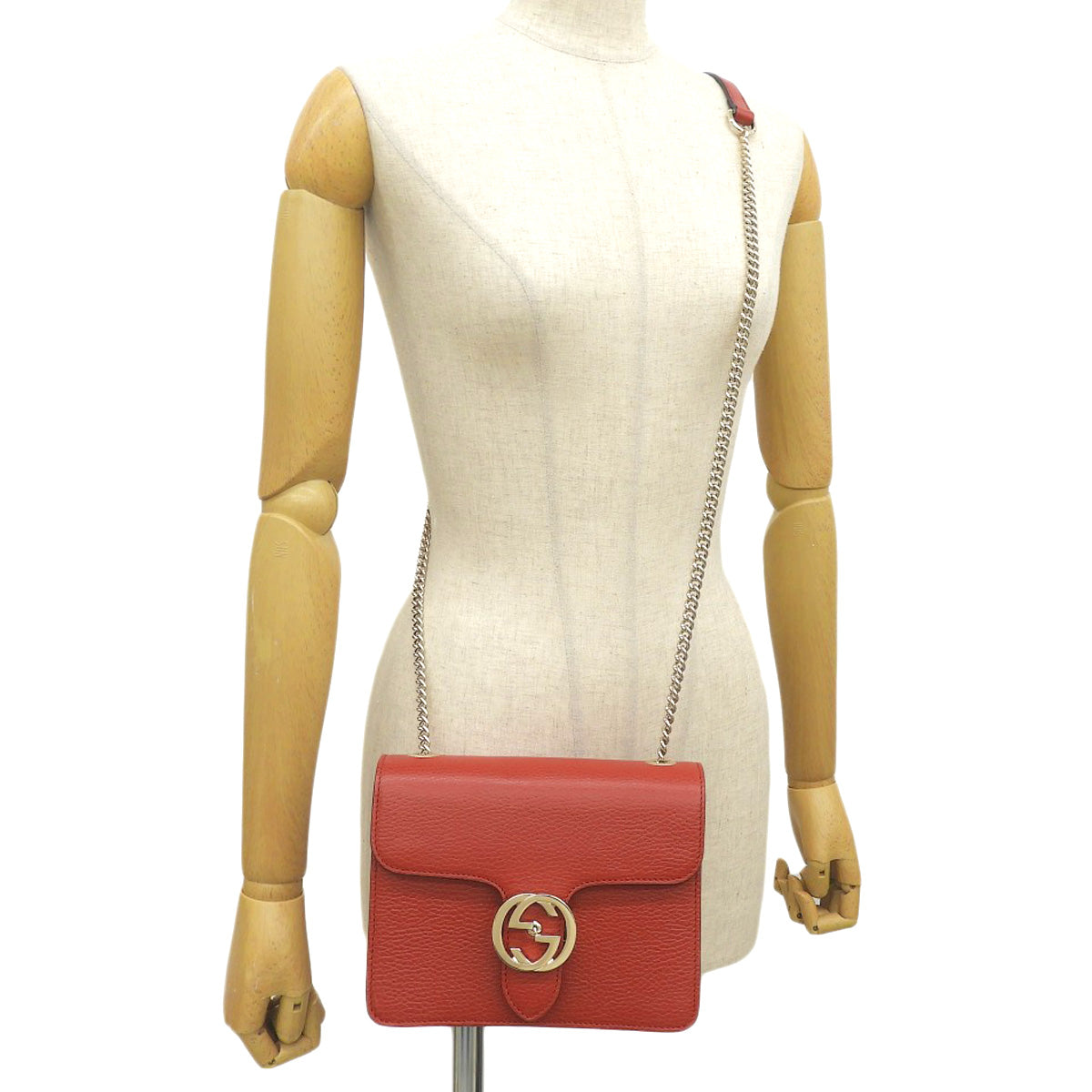 インターロッキングG チェーンショルダーバッグ レザー レッド 510304