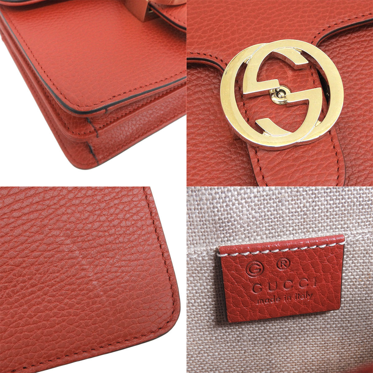 インターロッキングG チェーンショルダーバッグ レザー レッド 510304