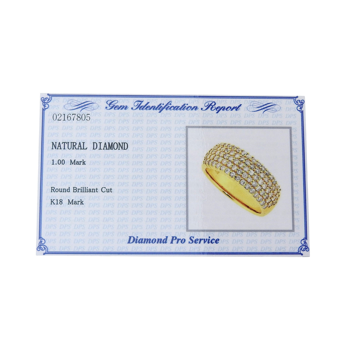 Diamond Ring D1.00 Yellow Gold K18YG Size 11.5 (US 5.75) 7.8g