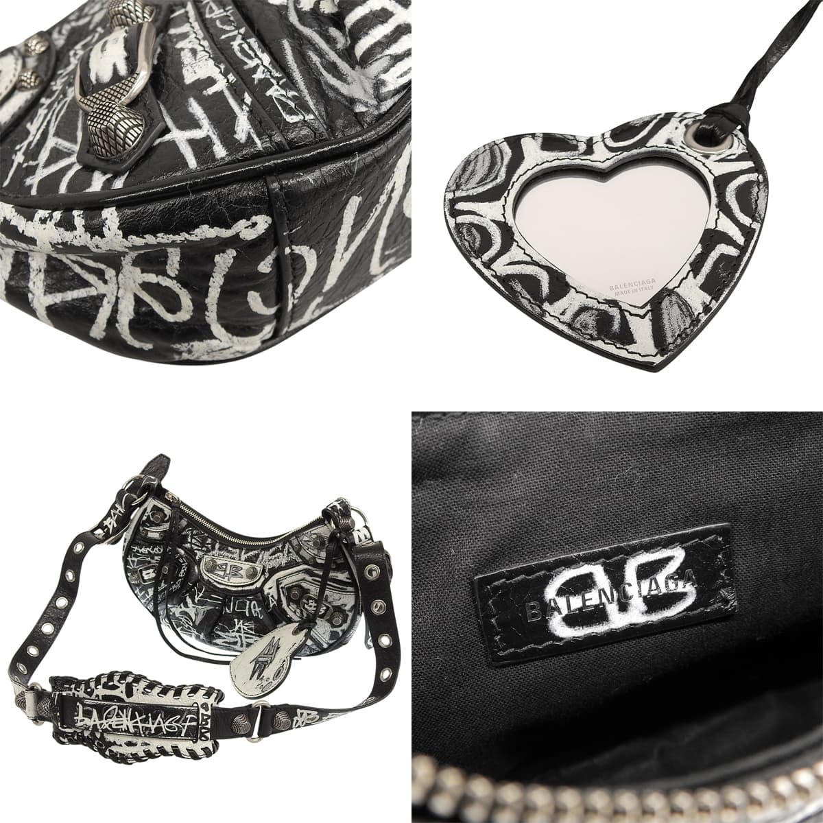 ル・カゴール XS グラフィティ レザー ブラック ホワイト 671309