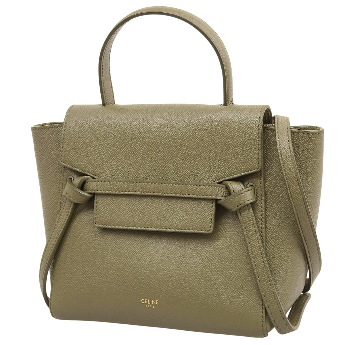 ベルトバッグ ナノ グレインカーフレザー カーキ