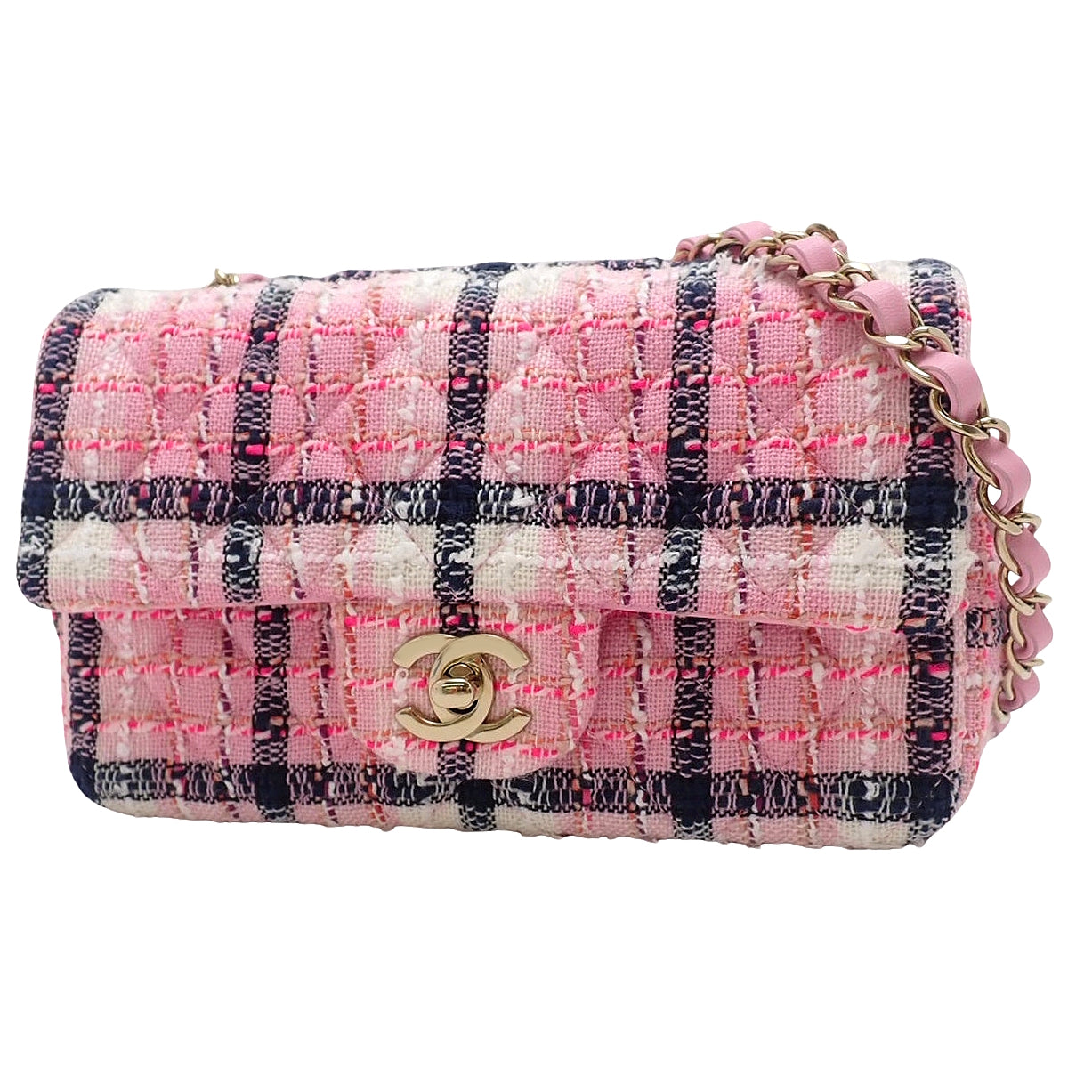 ココマーク チェーンショルダーバッグ ツイード ピンク マトラッセ20