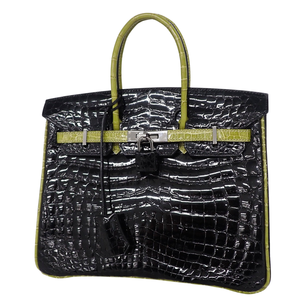 バーキン25 ニロティカス クロコダイル パラジウム金具 ブラック シャルトリューズ □H刻印