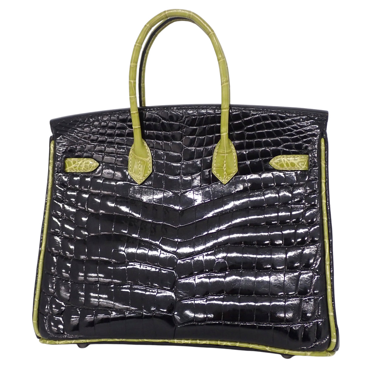 バーキン25 ニロティカス クロコダイル パラジウム金具 ブラック シャルトリューズ □H刻印