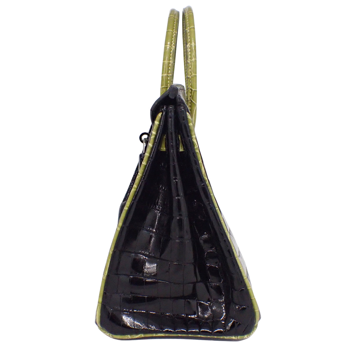 バーキン25 ニロティカス クロコダイル パラジウム金具 ブラック シャルトリューズ □H刻印