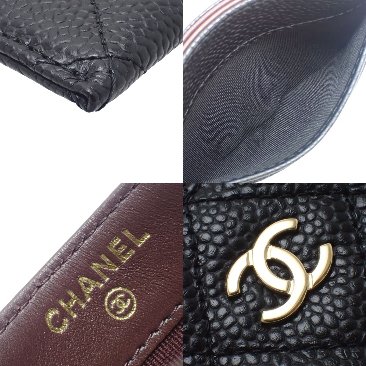 マトラッセ ココマーク クラシック カードケース キャビアスキン ブラック AP0213