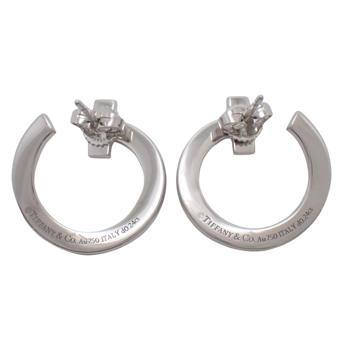 T One Open Hoop Earrings with Diamonds, D0.24/0.24, White Gold, 18K White Gold, 8.3g