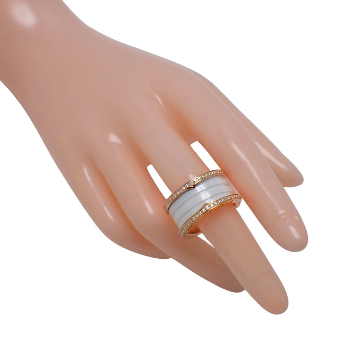 B.zero1 戒指 钻石 玫瑰金 18KPG 白色陶瓷 57 10.0克