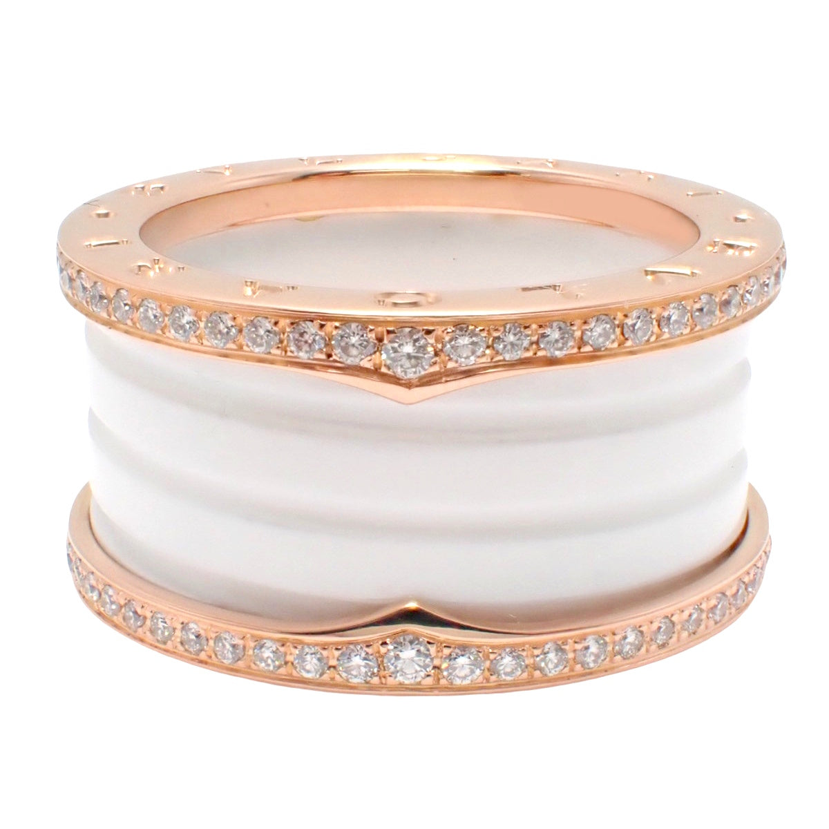 B.zero1 Ring Diamonds Pink Gold K18PG White Ceramic 57 10.0g