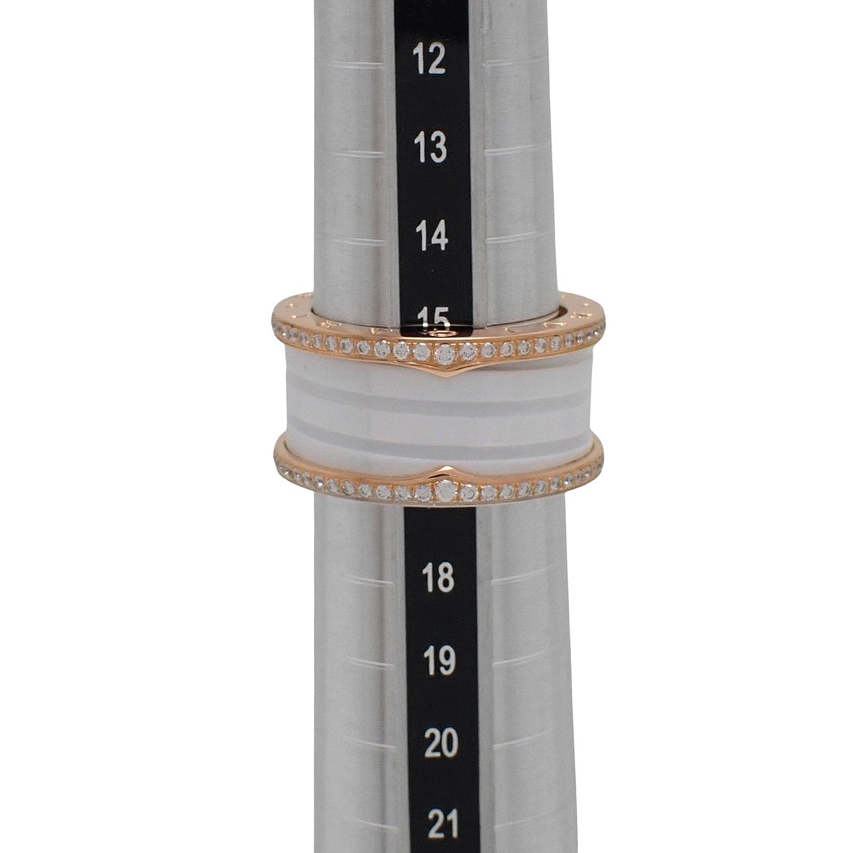 B.zero1 Ring Diamonds Pink Gold K18PG White Ceramic 57 10.0g