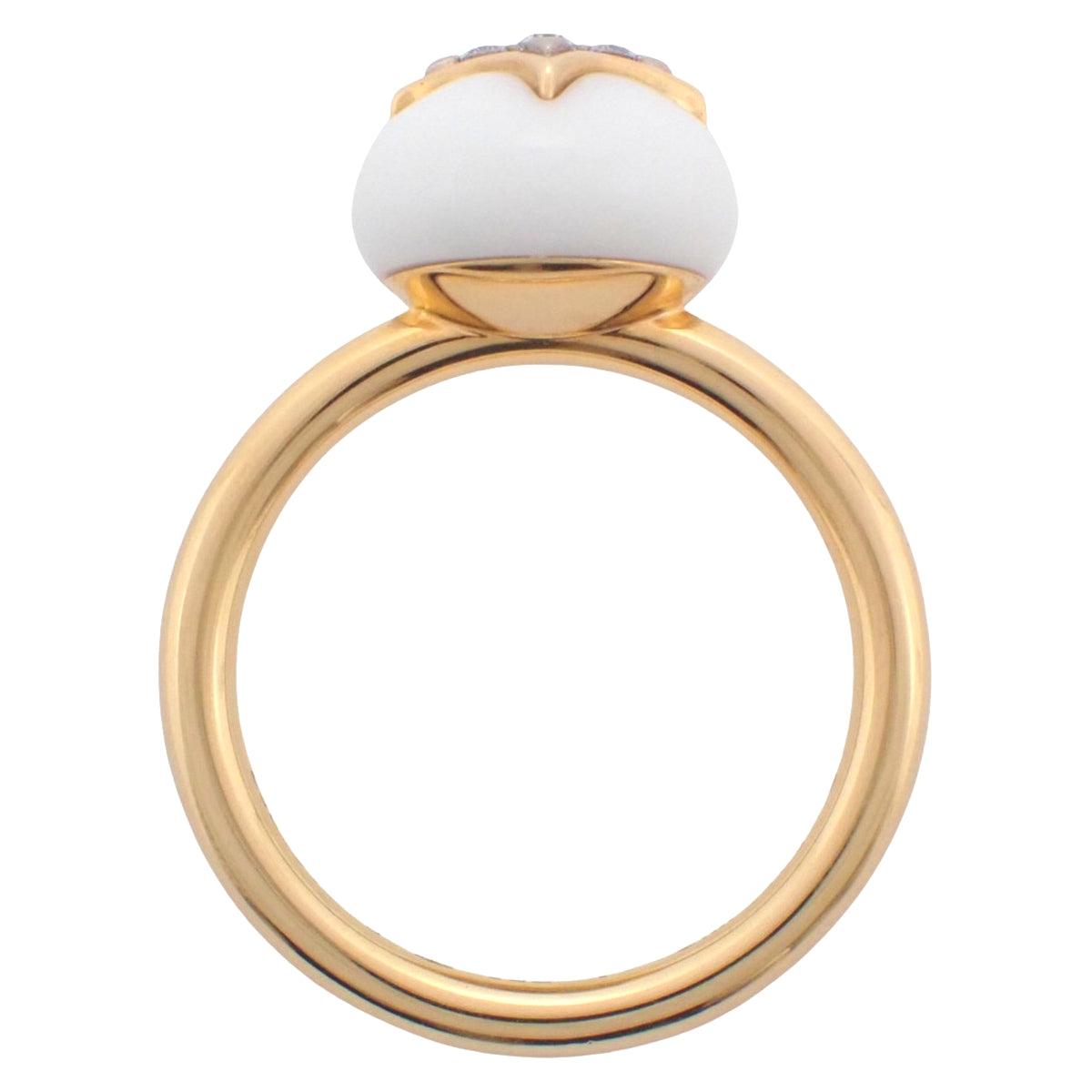 バーグ B ブロッサム リング ダイヤモンド/カルセドニー イエローゴールド K18YG 6.2g