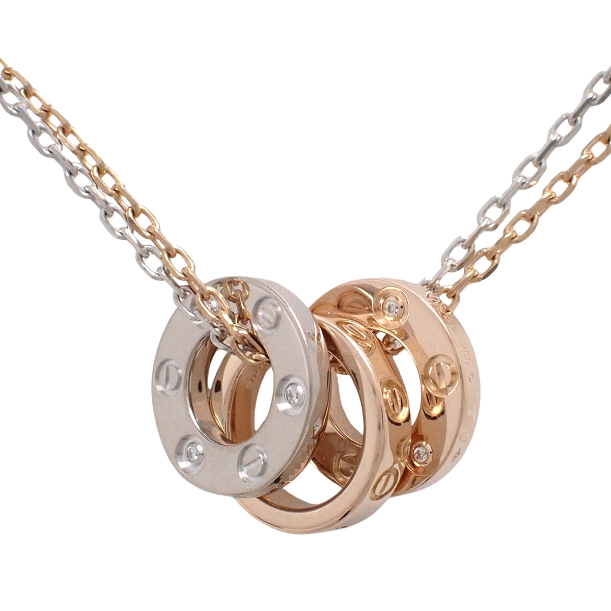 LOVE ネックレス ダイヤモンド6石 ダイヤモンド K18PG WG 8.5g