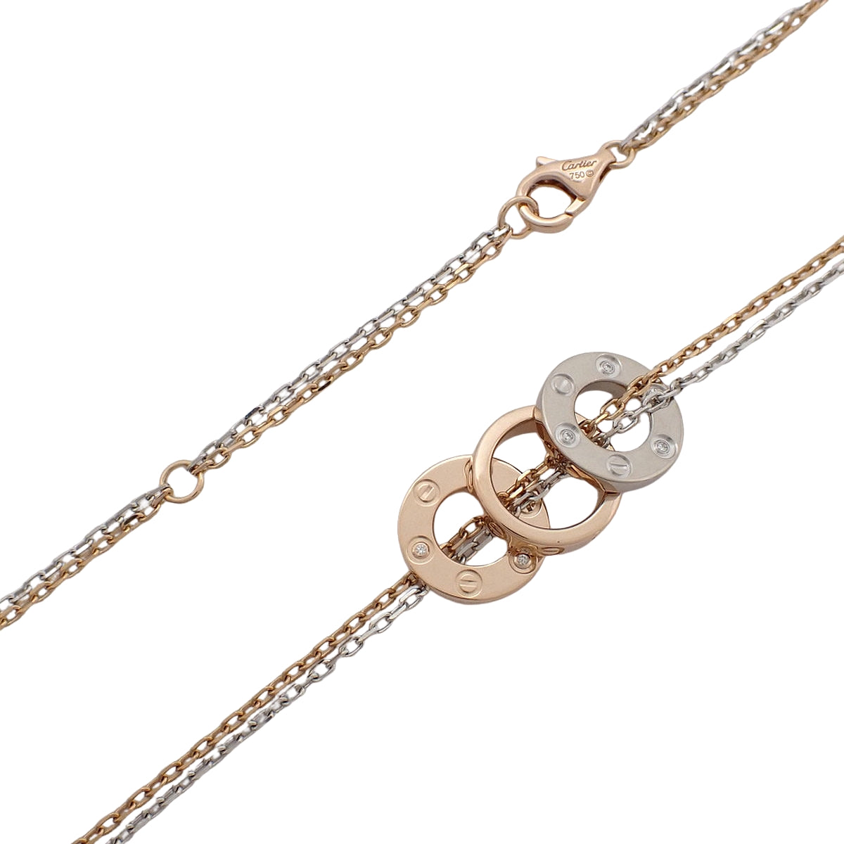 LOVE necklace, 6 diamonds, K18PG WG, 8.5g