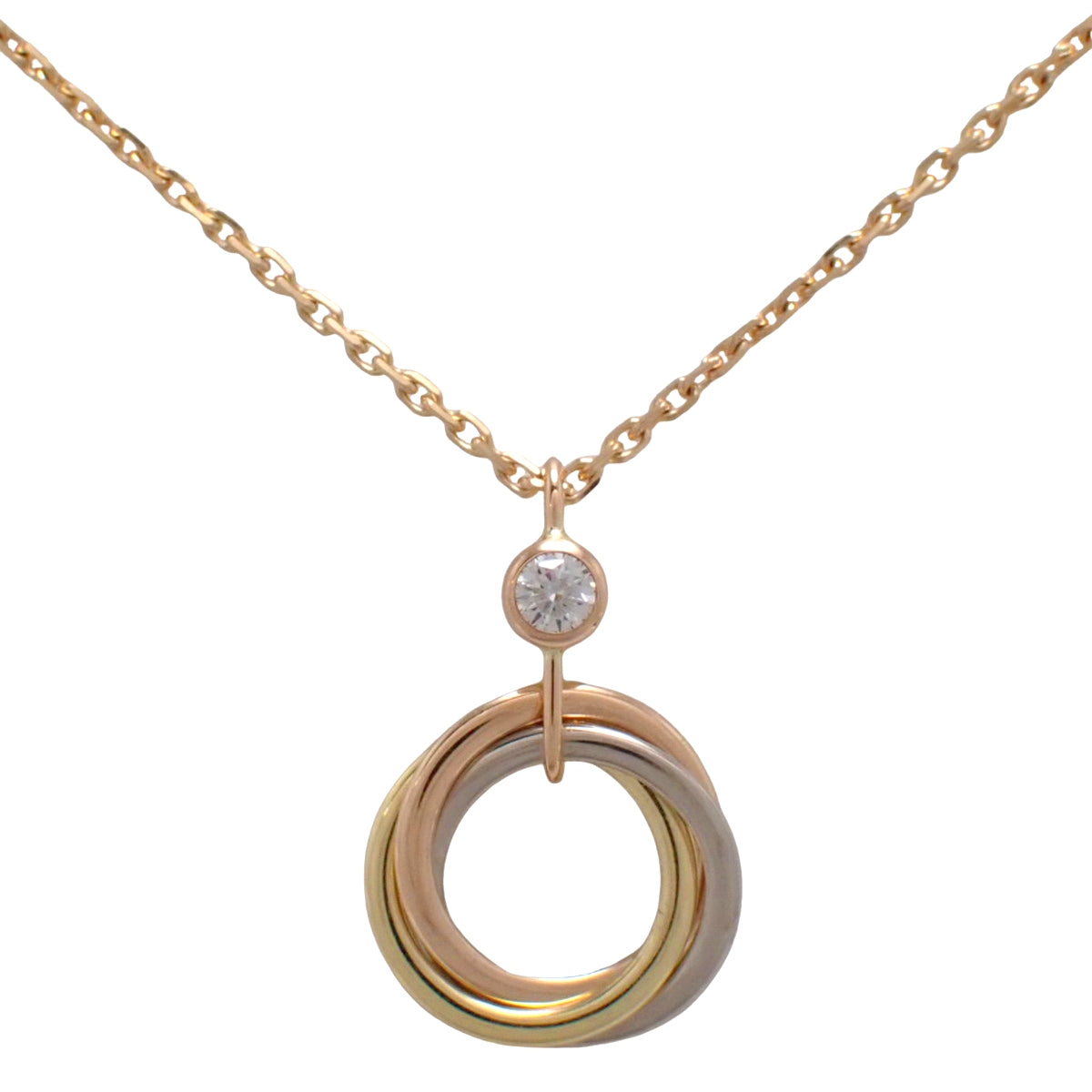 宝宝三环项链 镶钻 18K玫瑰金/白金/黄金 2.8克