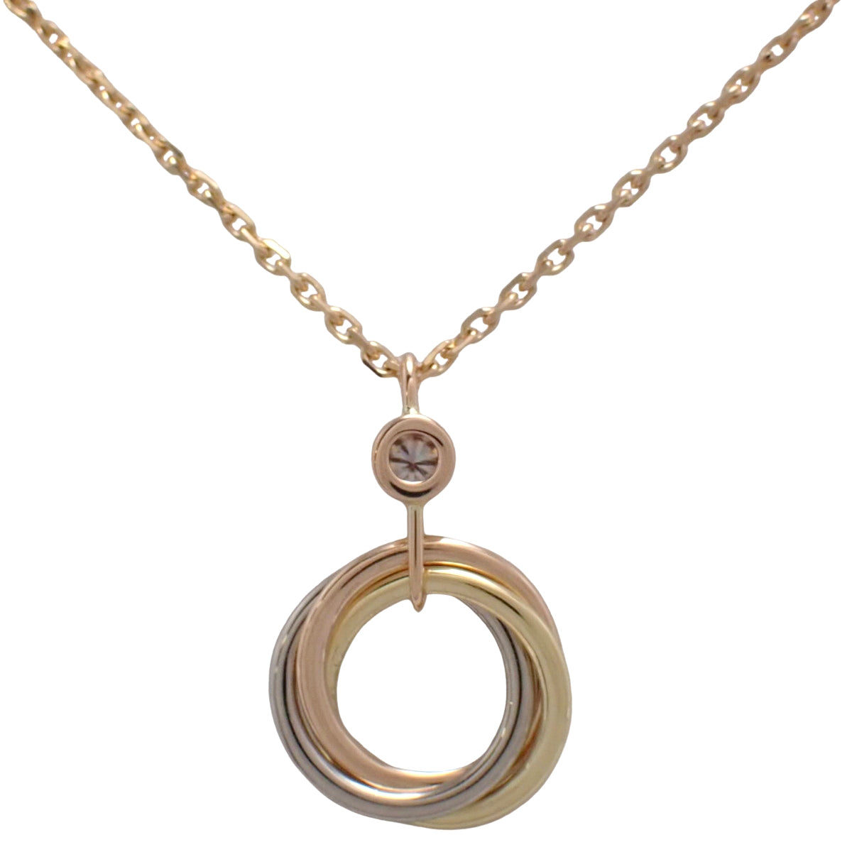 宝宝三环项链 镶钻 18K玫瑰金/白金/黄金 2.8克