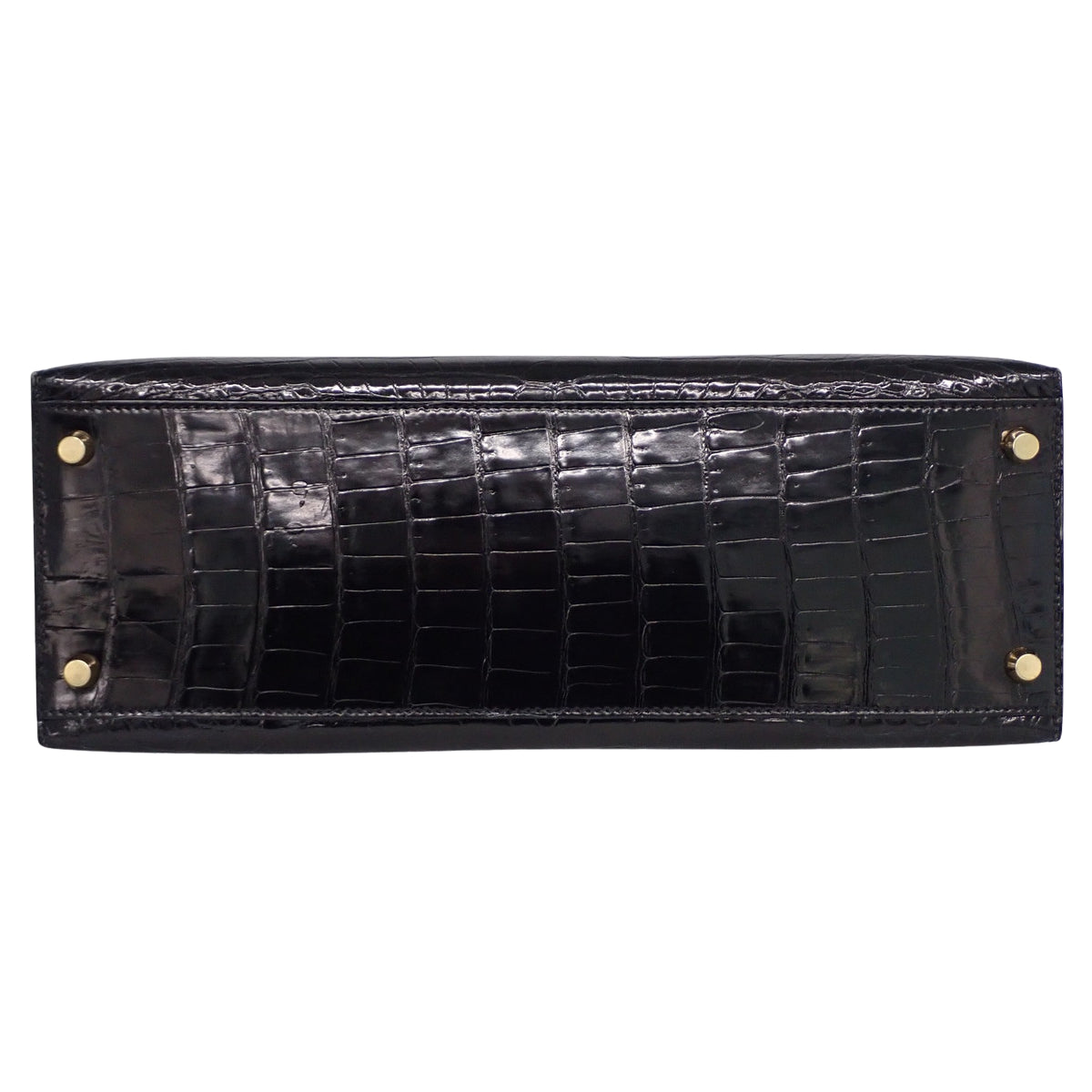 ケリー32 (外縫い) ポロサス クロコダイル ブラック ゴールド金具 〇Y刻印