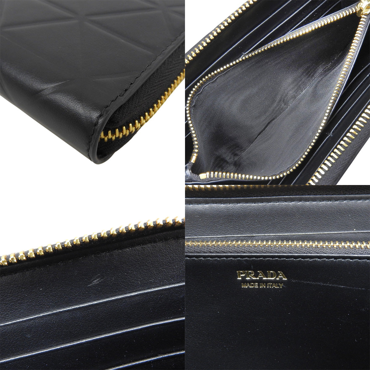 Triangle Logo Long Wallet, Leather, Black, 1ML506