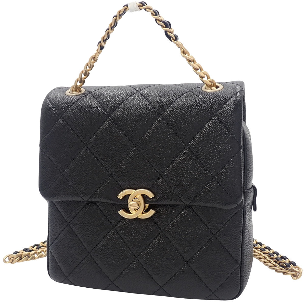 マトラッセ ココマーク チェーンリュック キャビアスキン ブラック