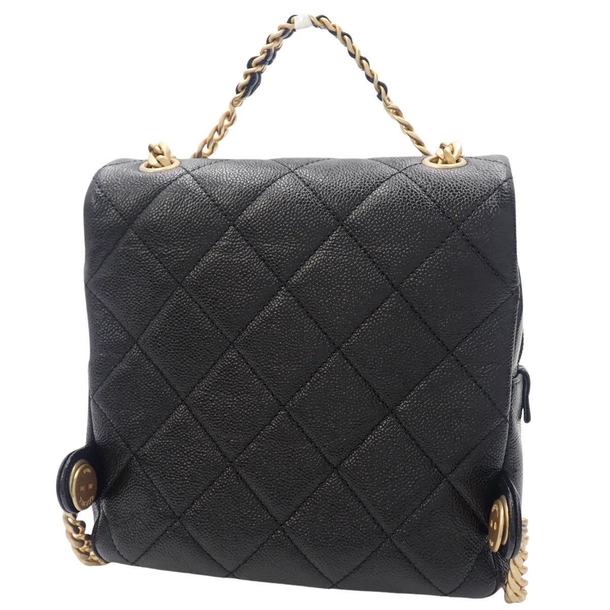 マトラッセ ココマーク チェーンリュック キャビアスキン ブラック