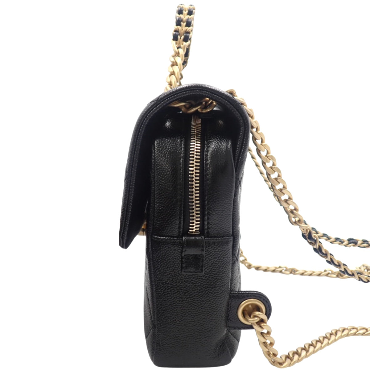 マトラッセ ココマーク チェーンリュック キャビアスキン ブラック