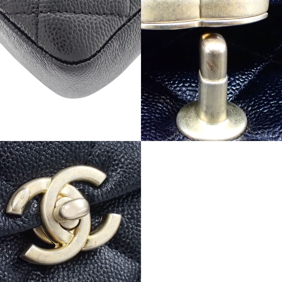 マトラッセ ココマーク チェーンリュック キャビアスキン ブラック