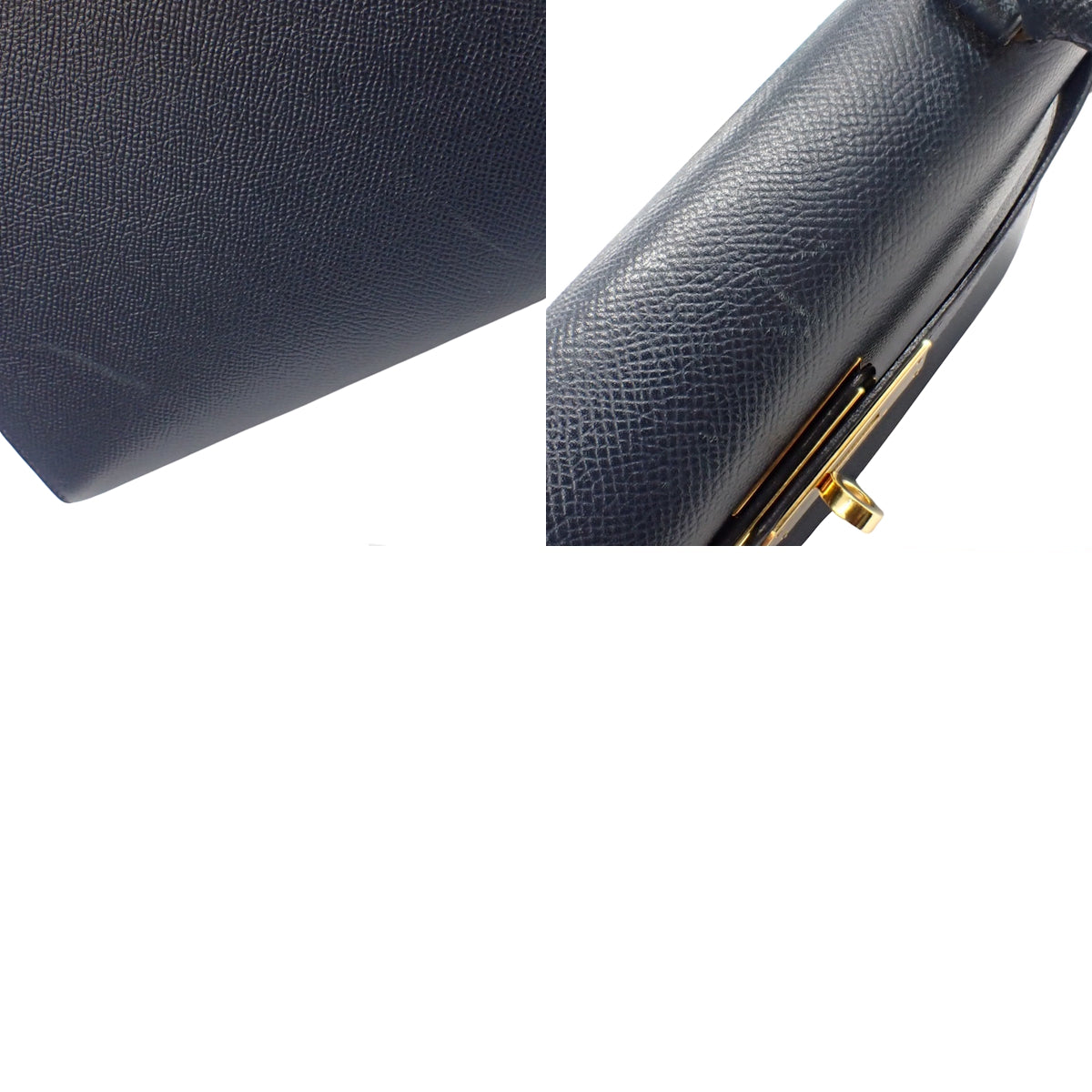 Kelly 28 (External Stitching) Kushvel Blue Indigo with Gold Hardware and X Stamp