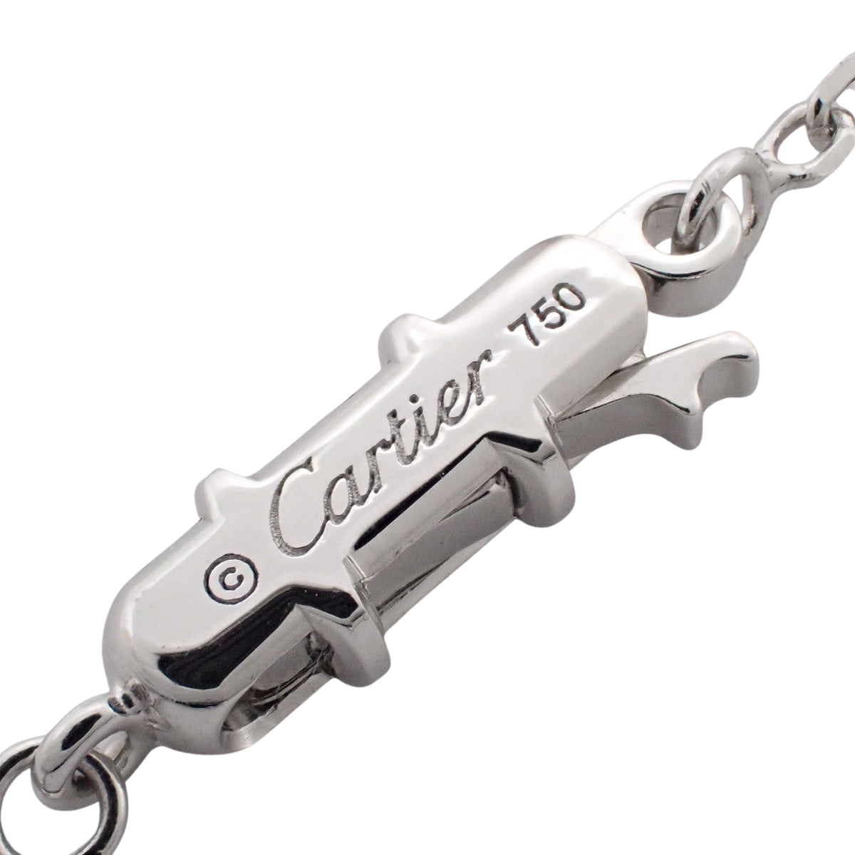 Cハート ネックレス ホワイトゴールド K18WG 7.2g