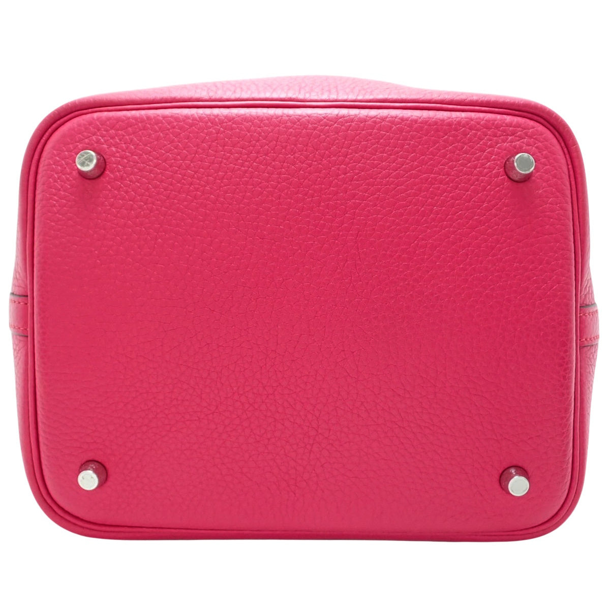 Picotin Lock Eclat MM Taurillon Clemence Swift Framboise Rouge Sellier Silver Hardware Z Engraved