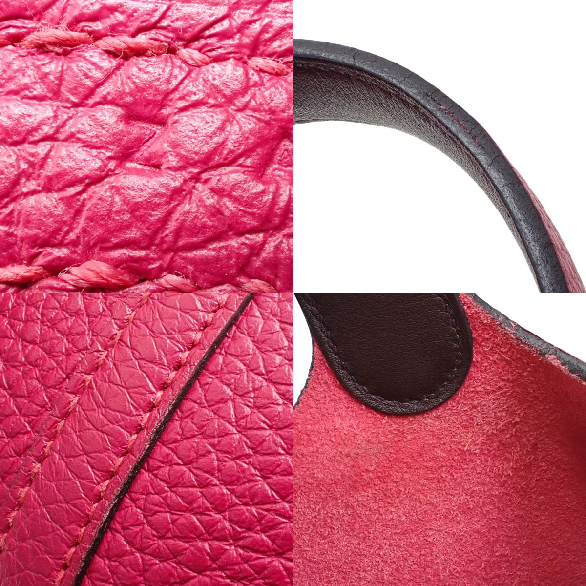 Picotin Lock Eclat MM Taurillon Clemence Swift Framboise Rouge Sellier Silver Hardware Z Engraved