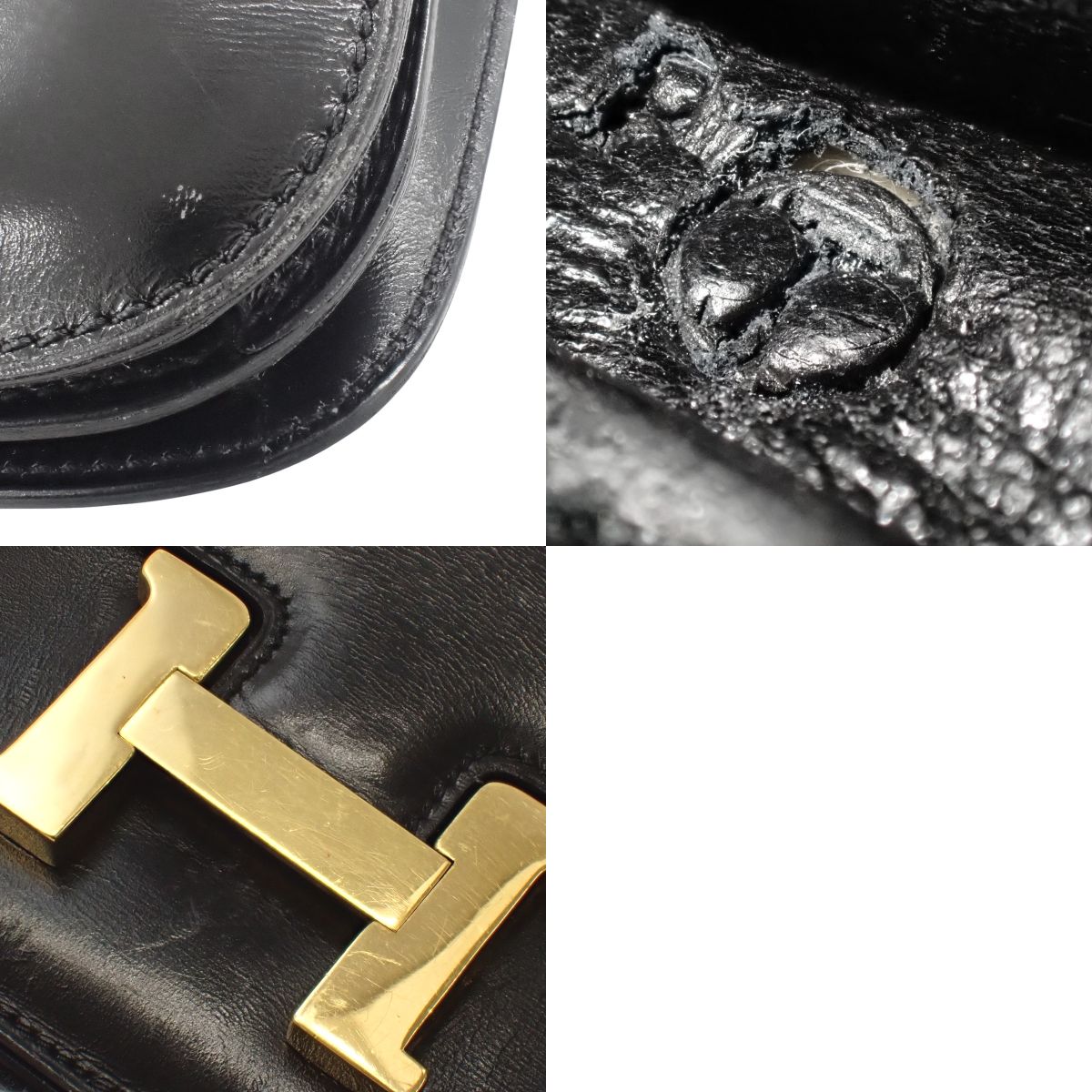 コンスタンス3ミニ ボックスカーフ ブラック ゴールド金具 〇T刻印