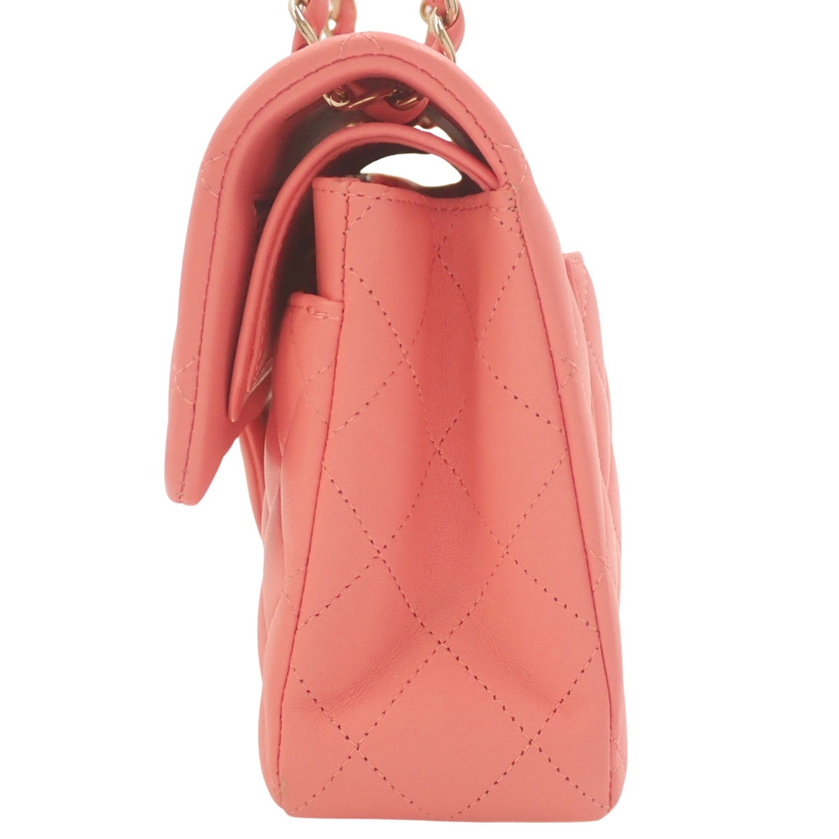 Matelassé Coco Mark Double Flap Shoulder Bag, Lambskin, Salmon Pink