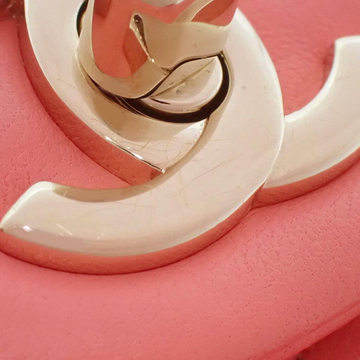 Matelasse Coco Mark Double Flap Shoulder Bag Lambskin Salmon Pink