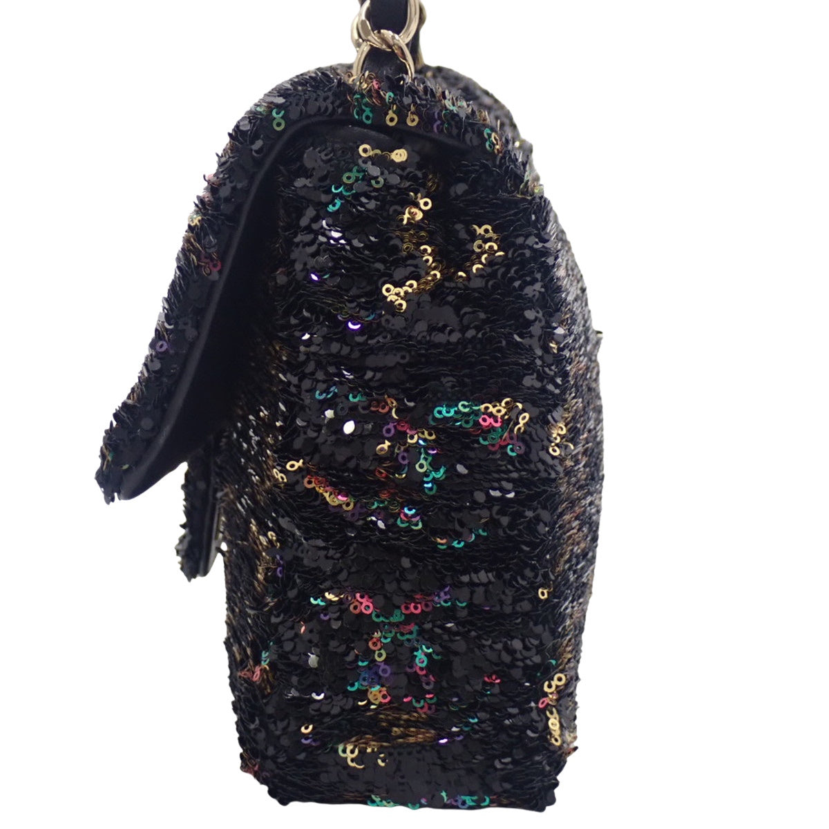 CC Mark Chain Shoulder Bag, Sequin Lambskin, Black Gold