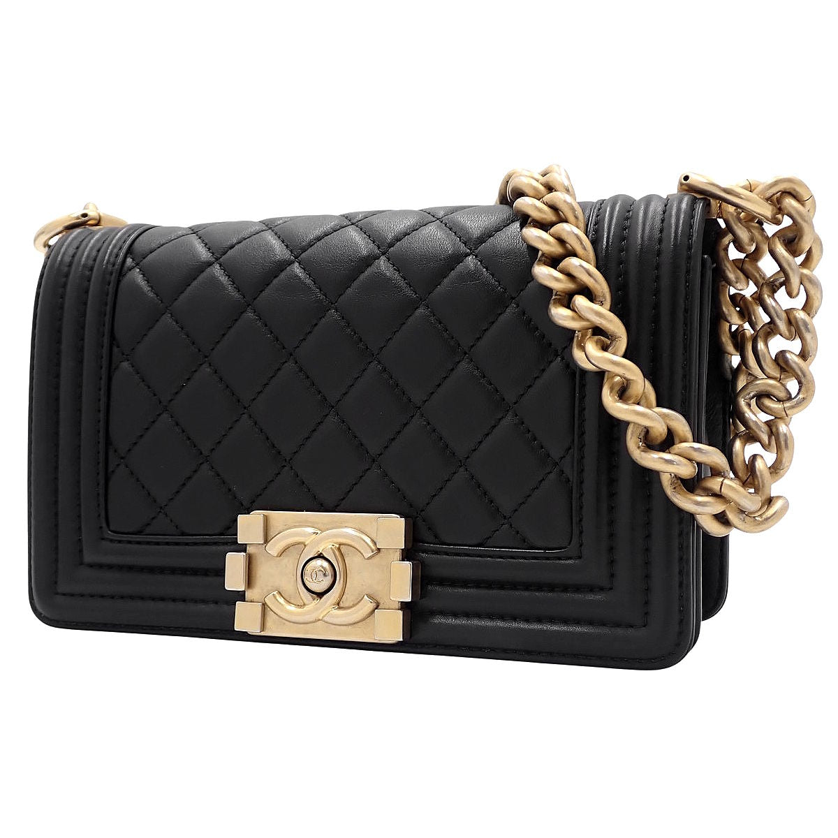 ボーイシャネル ココマーク チェーンショルダーバッグ ラムスキン ブラック