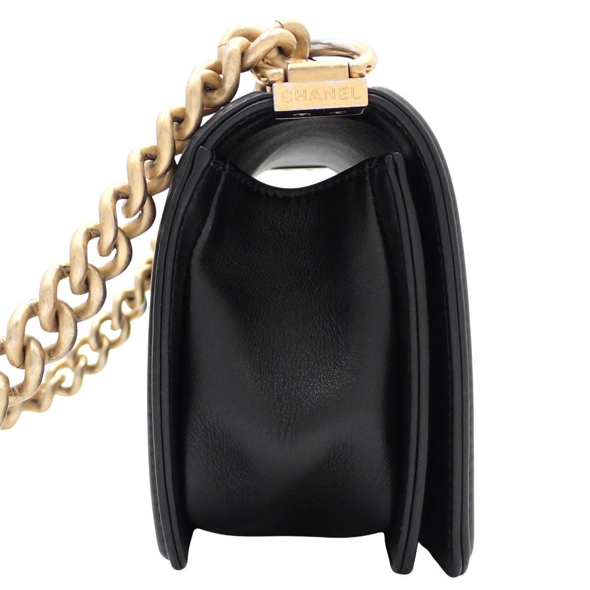 ボーイシャネル ココマーク チェーンショルダーバッグ ラムスキン ブラック