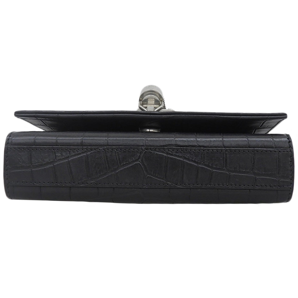 ケイト タッセル ミニ レザー ブラック クロコ型押し