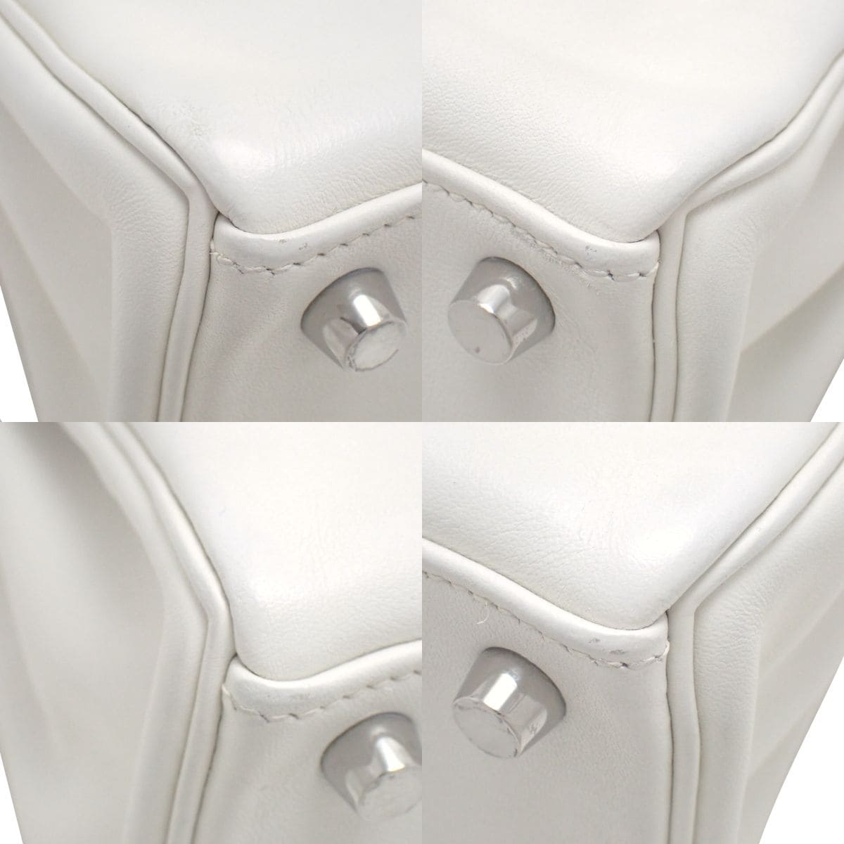 Kelly 25（内缝线）Vaux Swift 皮革，钯金配件，白色，银色配件，K 字印记