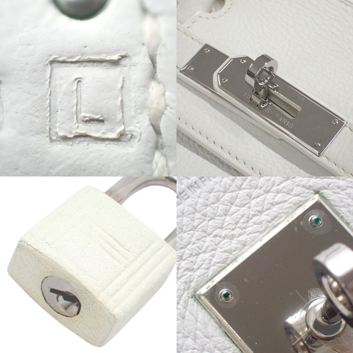 Birkin 30 Togo 白色包包，银色五金配件，L 印记