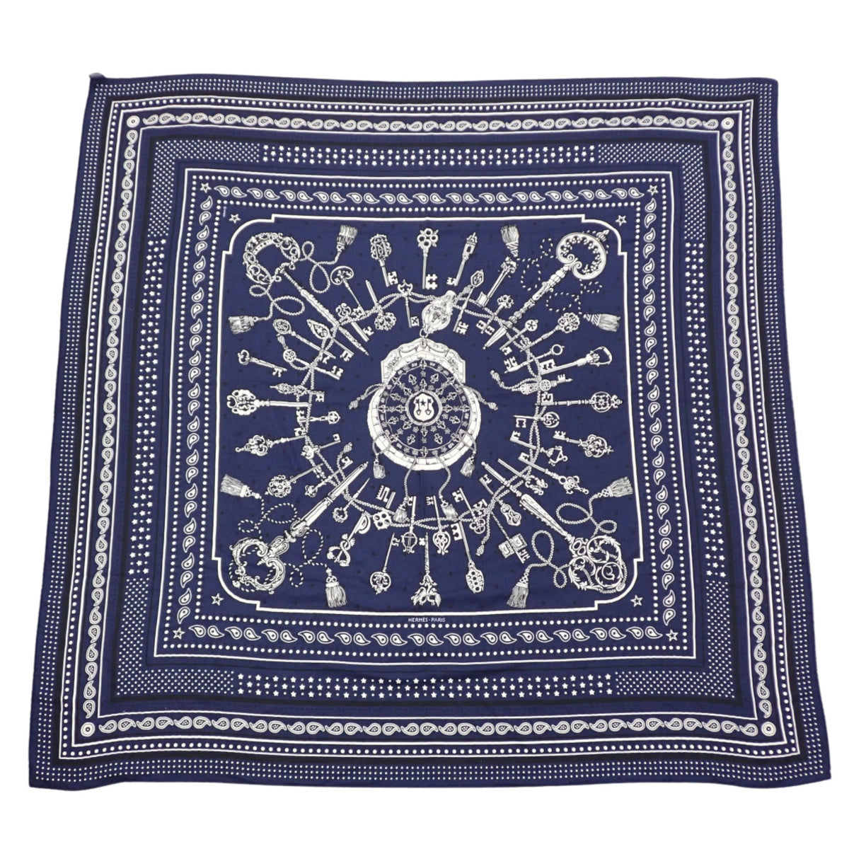 LES CLES BANDANAS レ・クレ バンダナ カレジェアン カレ140 カシミヤ シルク