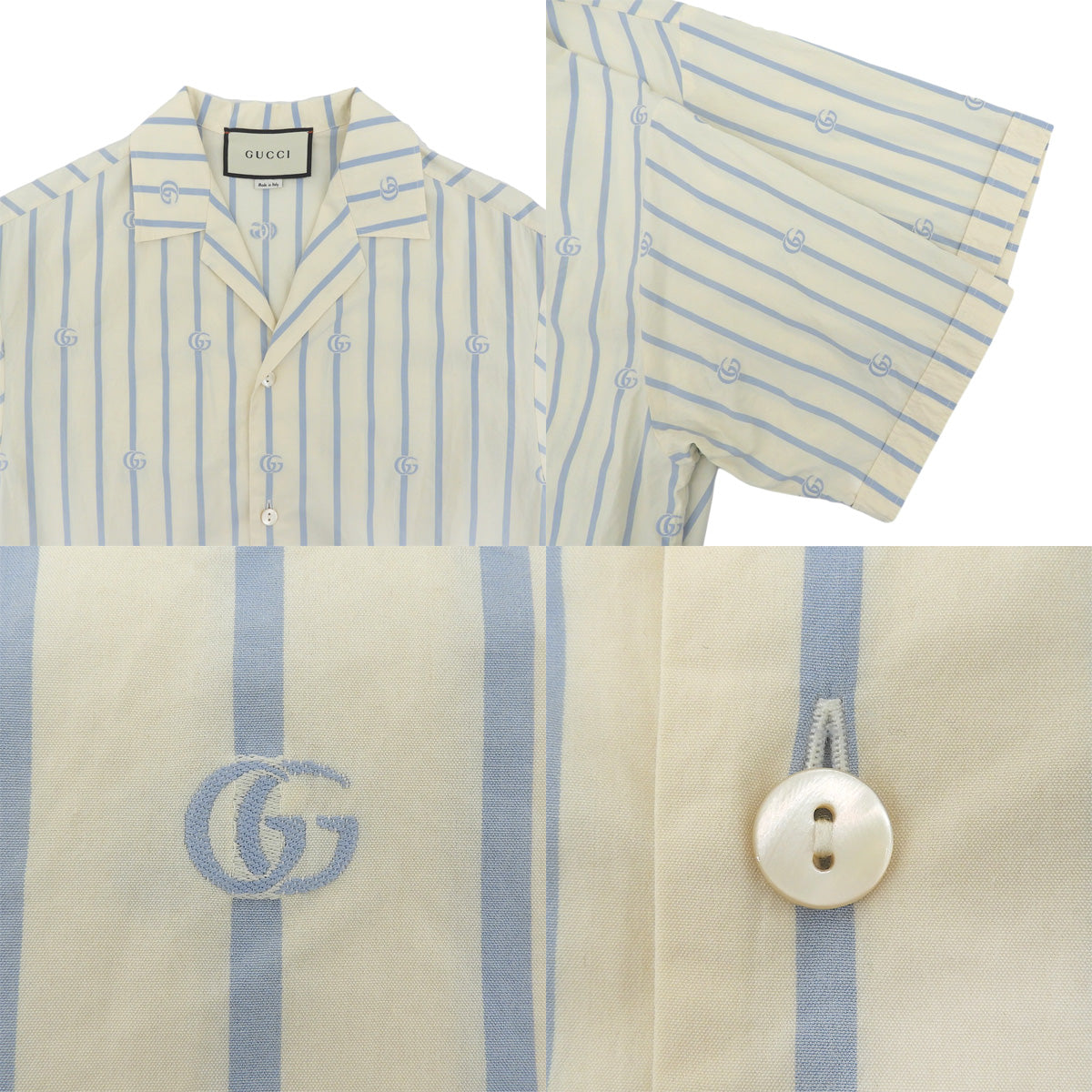 双G 条纹保龄球衬衫 44 短袖