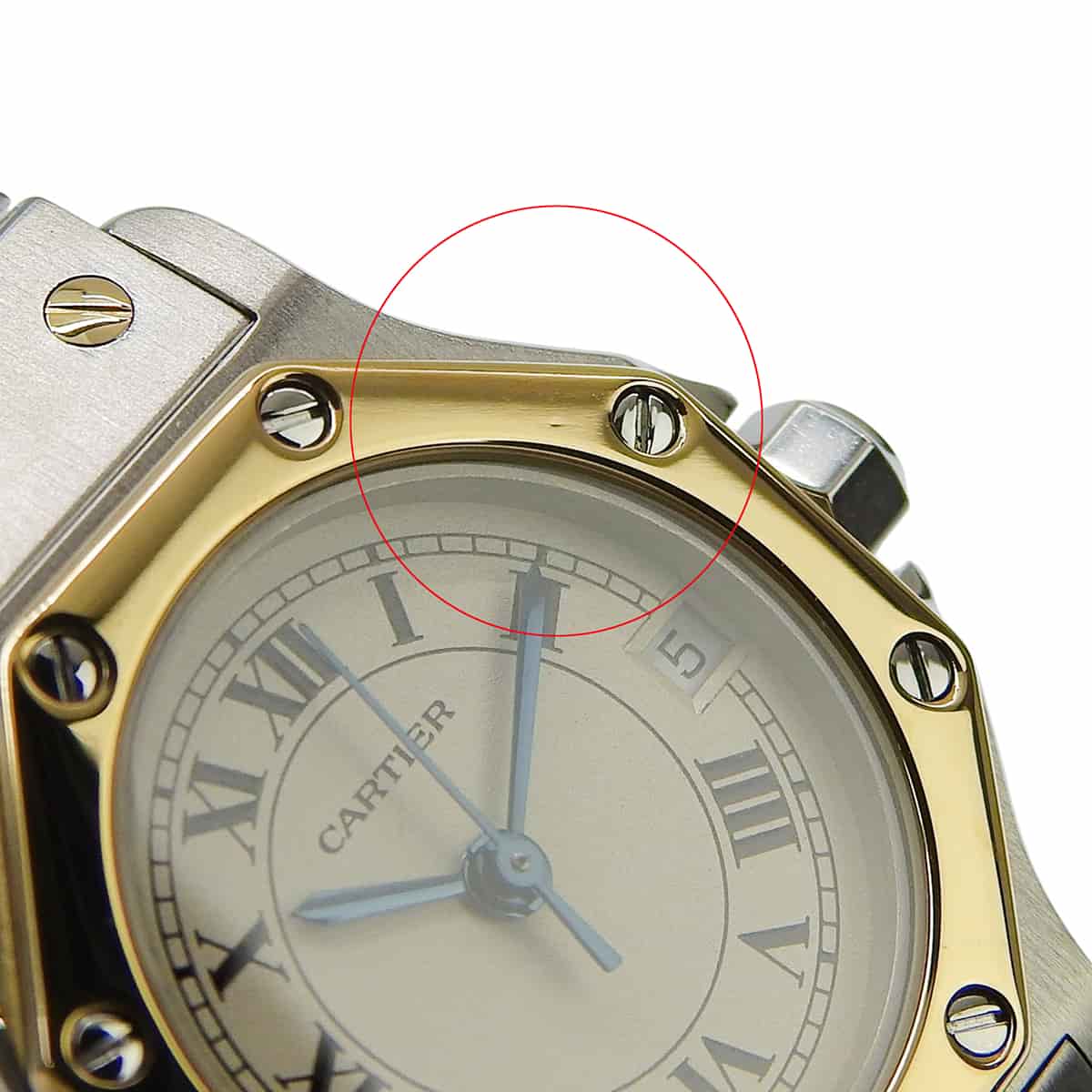 サントス オクタゴン SM W2001683 SS/GP アイボリー クオーツ レディース