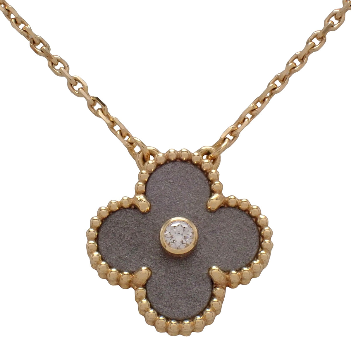 ヴィンテージアルハンブラ ペンダント シルバーオブシディアン/ダイヤモンド ピンクゴールド K18PG 6.5g 2023年ホリデー限定