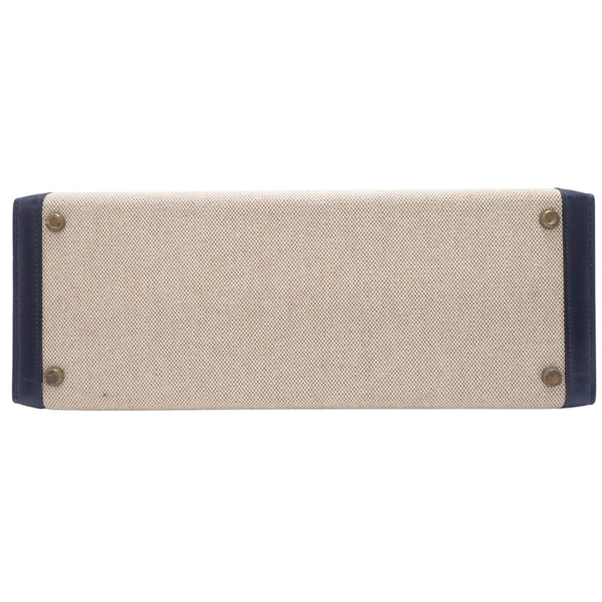 ケリー32 (外縫い) トワルアッシュ ボックスカーフ ベージュ ネイビー ゴールド金具 ○K刻印