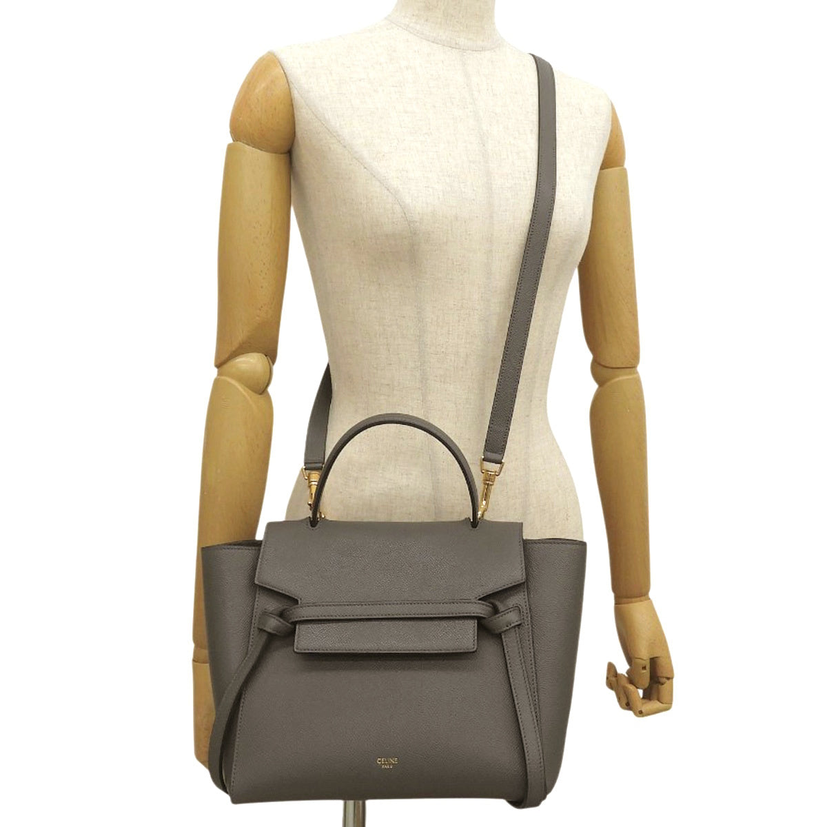 Micro grained calf leather belt bag in grey