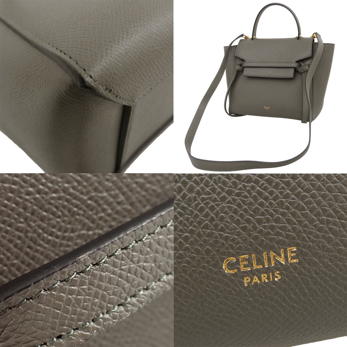 Micro grained calf leather belt bag in grey