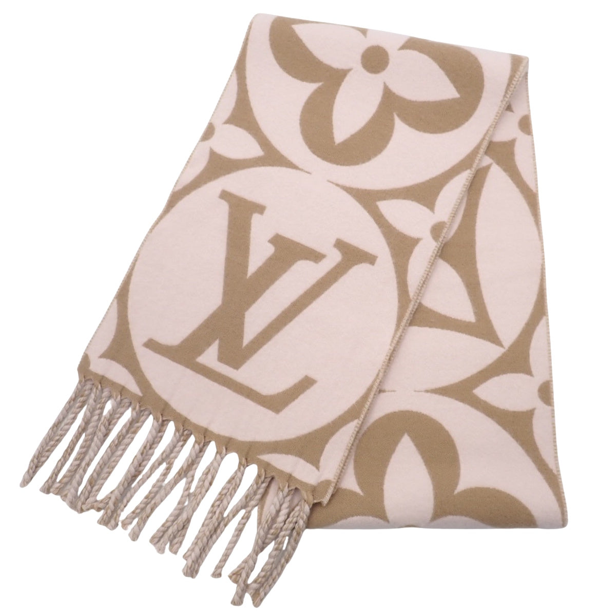 マフラー・LV メダリオン フライト・モード ウール ベージュ ローズ M79213