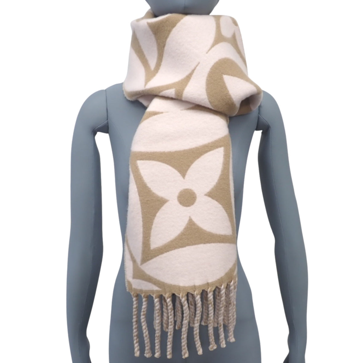 マフラー・LV メダリオン フライト・モード ウール ベージュ ローズ M79213