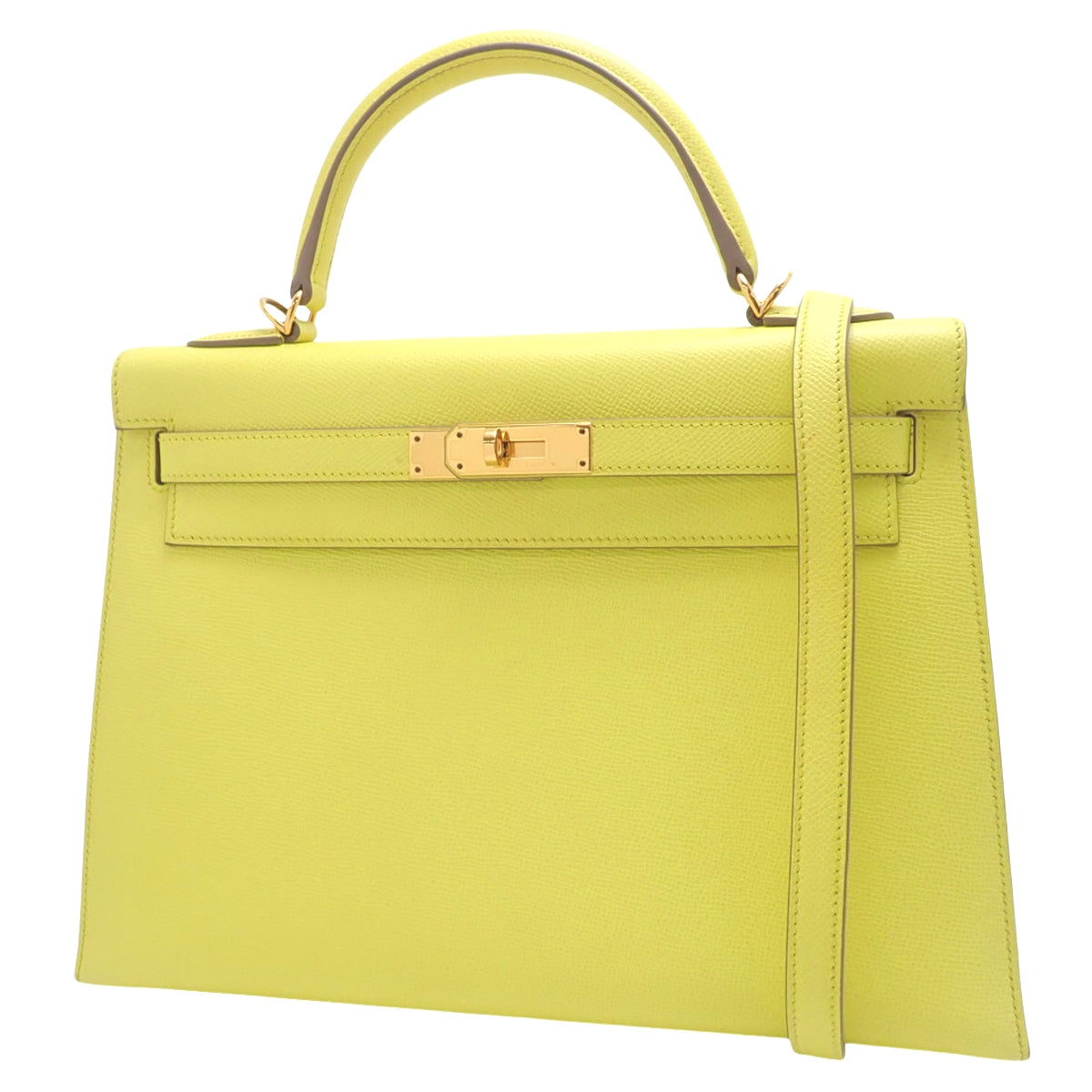 ケリー32 (外縫い) ヴォーエプソン ライム ゴールド金具 R刻印